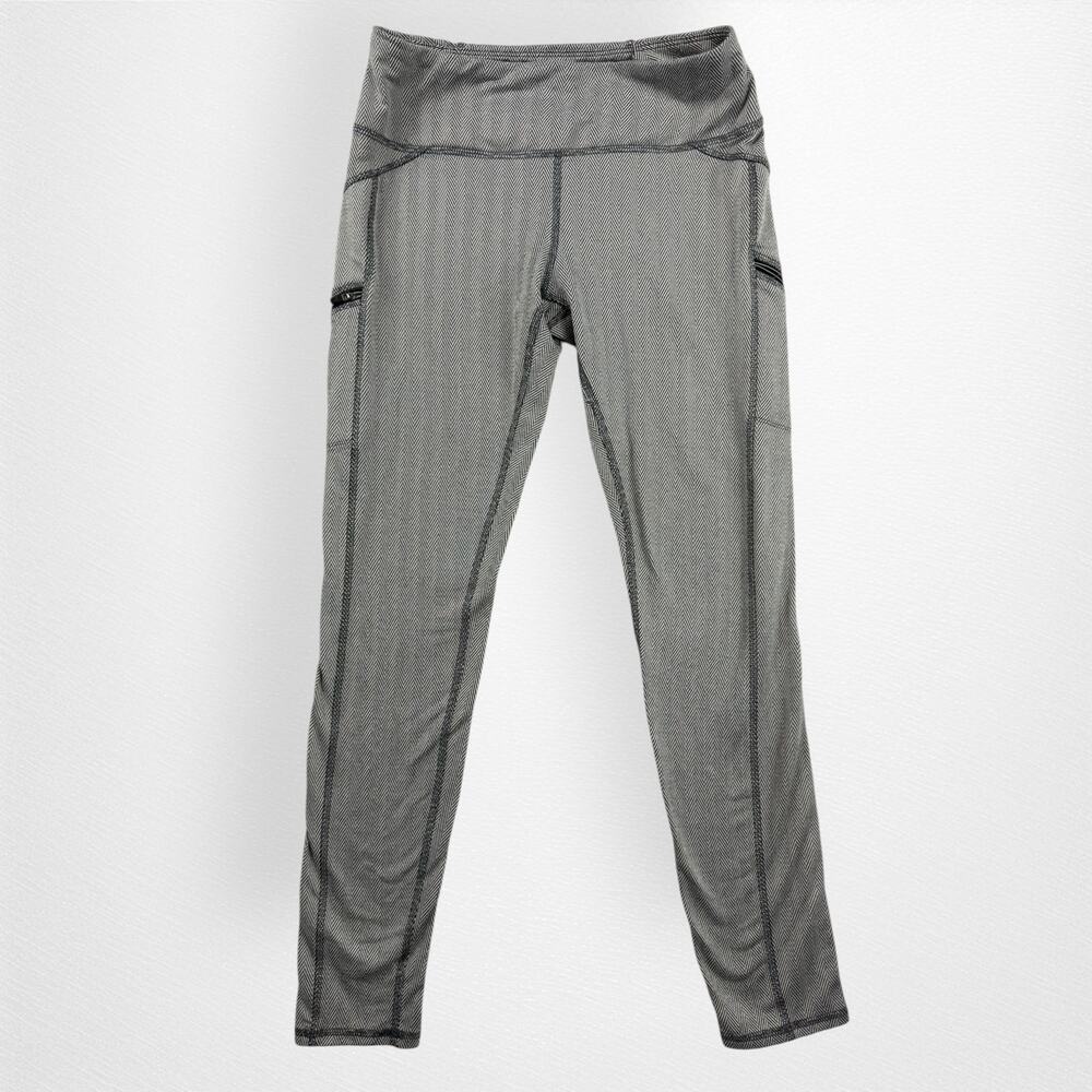 Z by Zobha‎ Gray Chevron Printed Activewear Leggings Pockets Women's Small 4-6